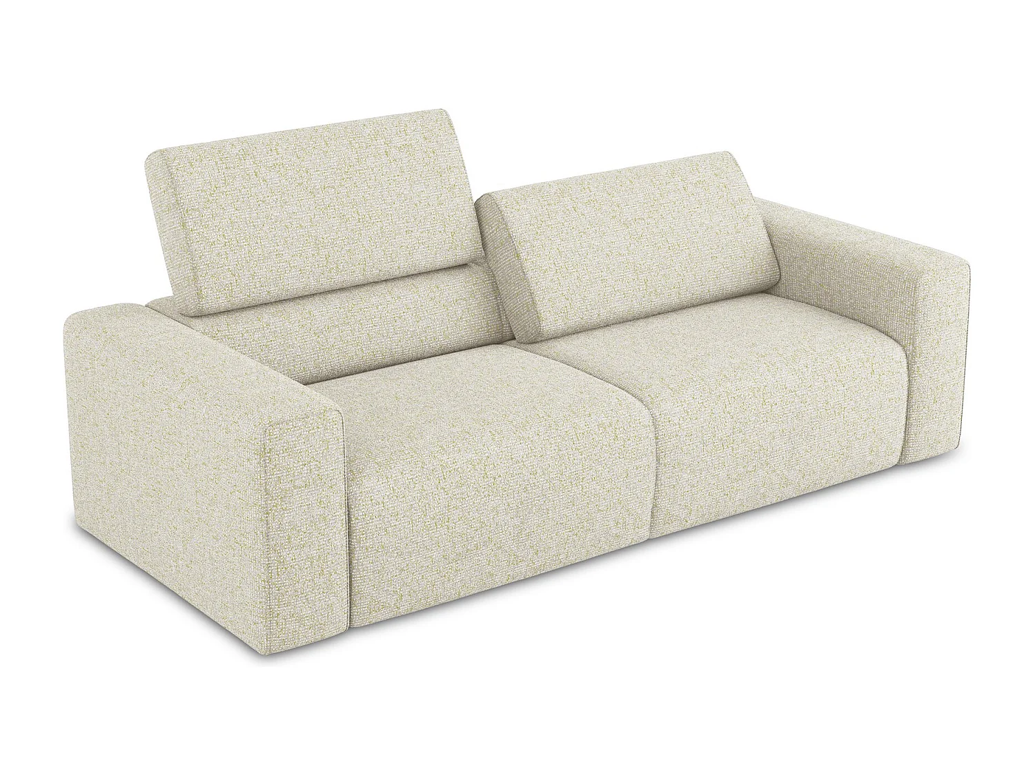 Sofá modular 3 lugares em tecido texturizado bege claro - KALEA