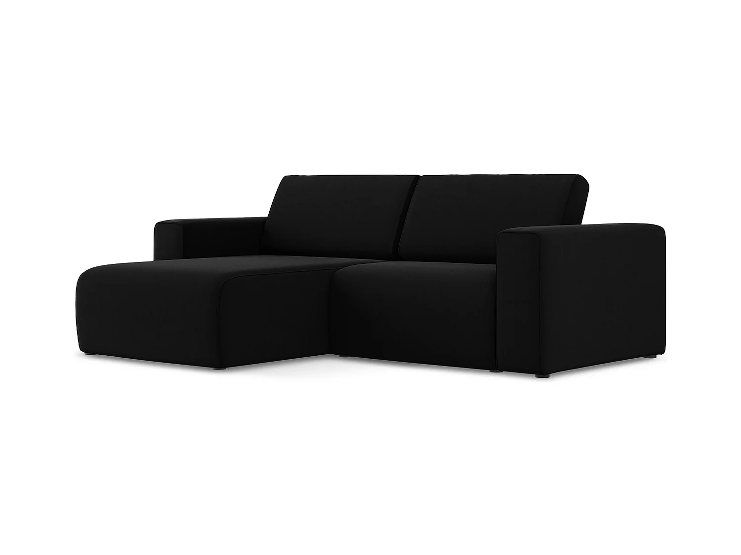 3-Sitzer Modulares Ecksofa - Ecke Links - Samt - Schwarz - KALEA