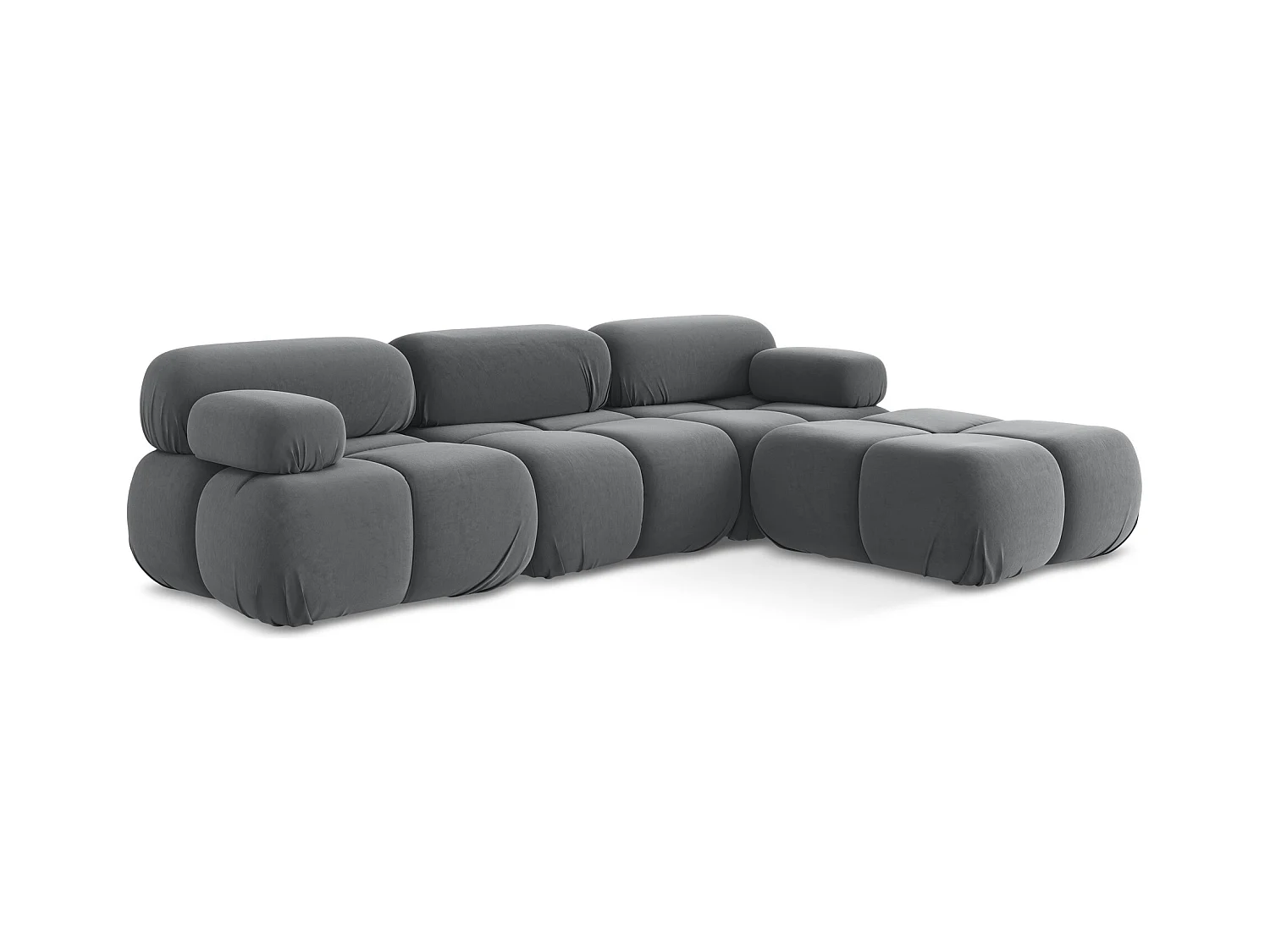 Modulares Ecksofa Beidseitig - Reversibel - Samt - Stahl - LOKUA