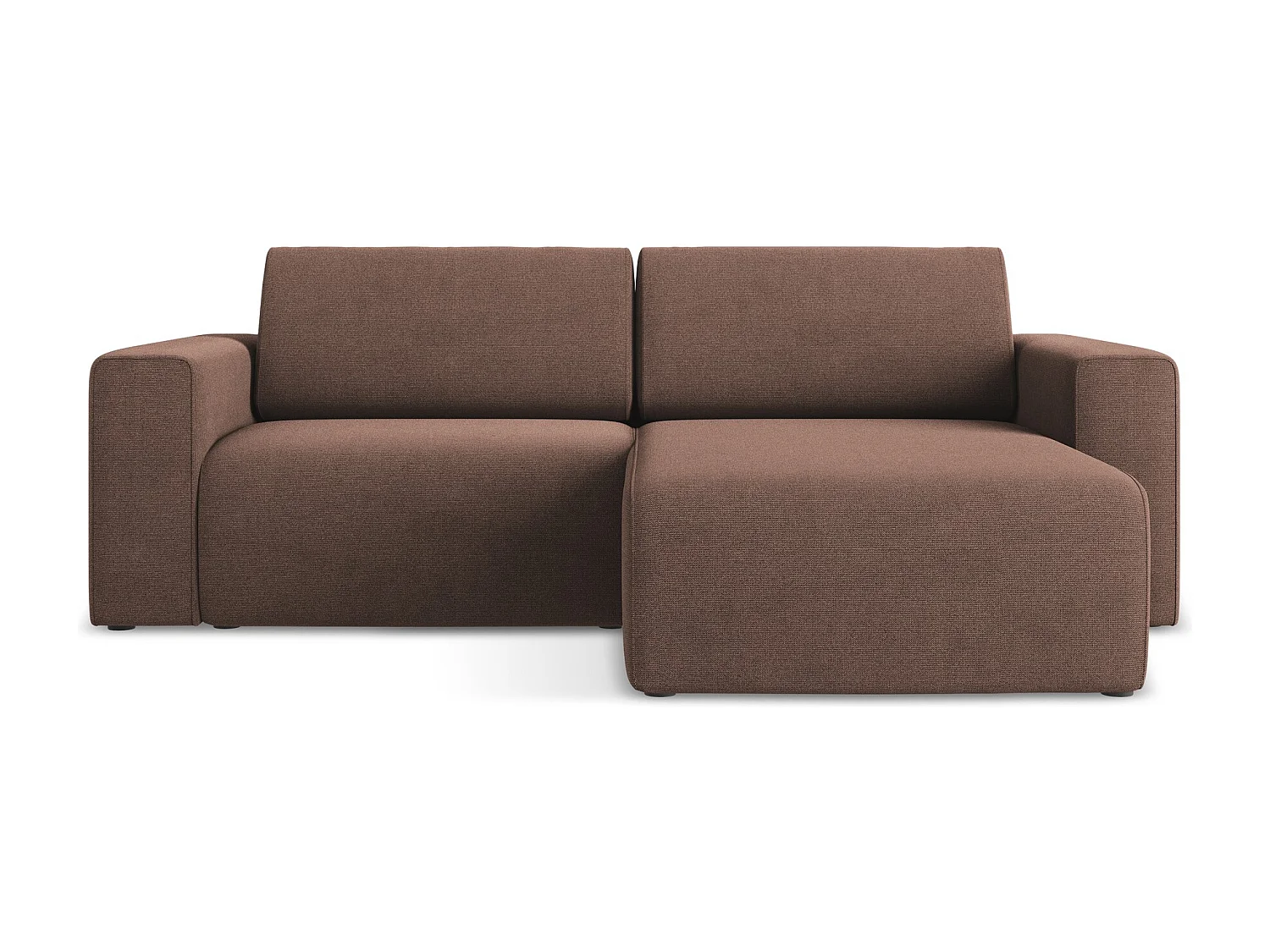 Modulaire hoekbank rechts van poederroze textuurstof - KALEA