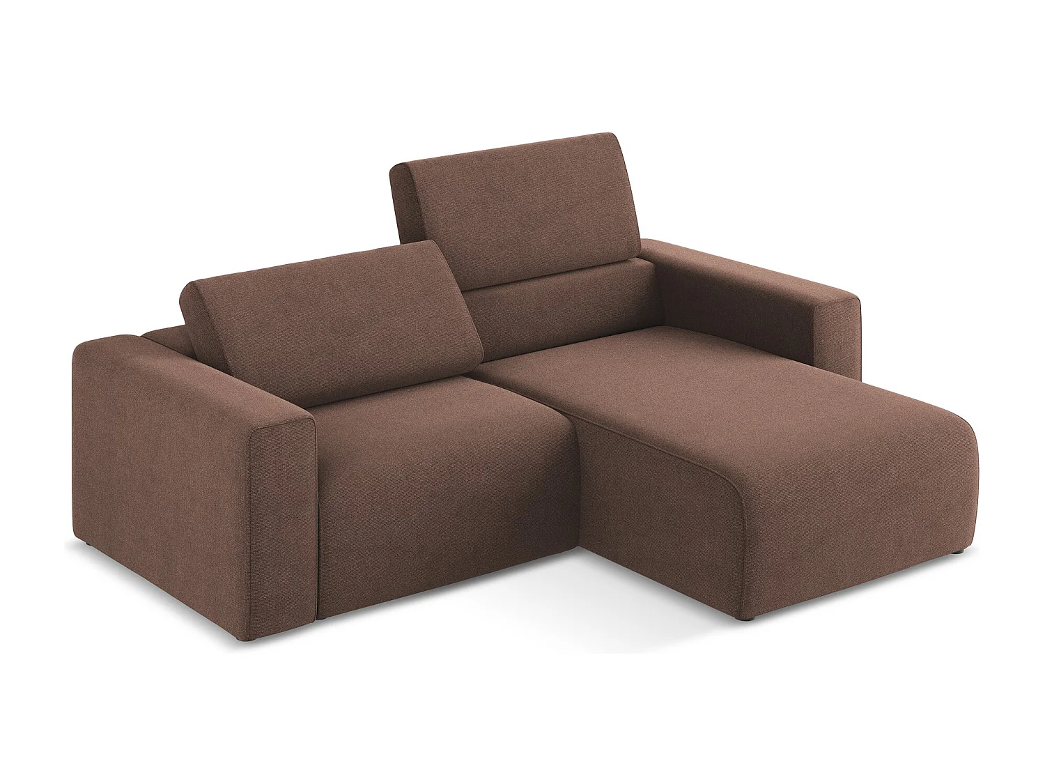 Modulaire hoekbank rechts van poederroze textuurstof - KALEA