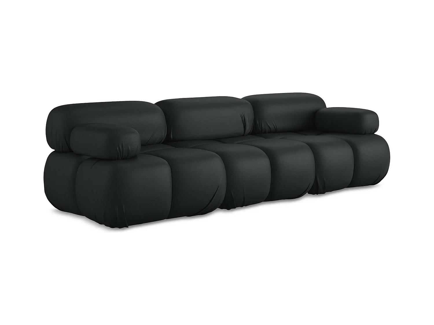 Canapé modulable 3 places en Cuir artificiel - noir - LOKUA