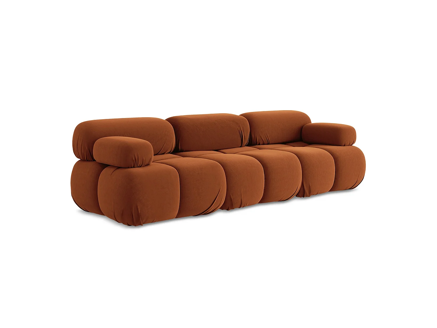 Modulares 3-Sitzer Sofa - - Samt - Terrakotta - SANREMO