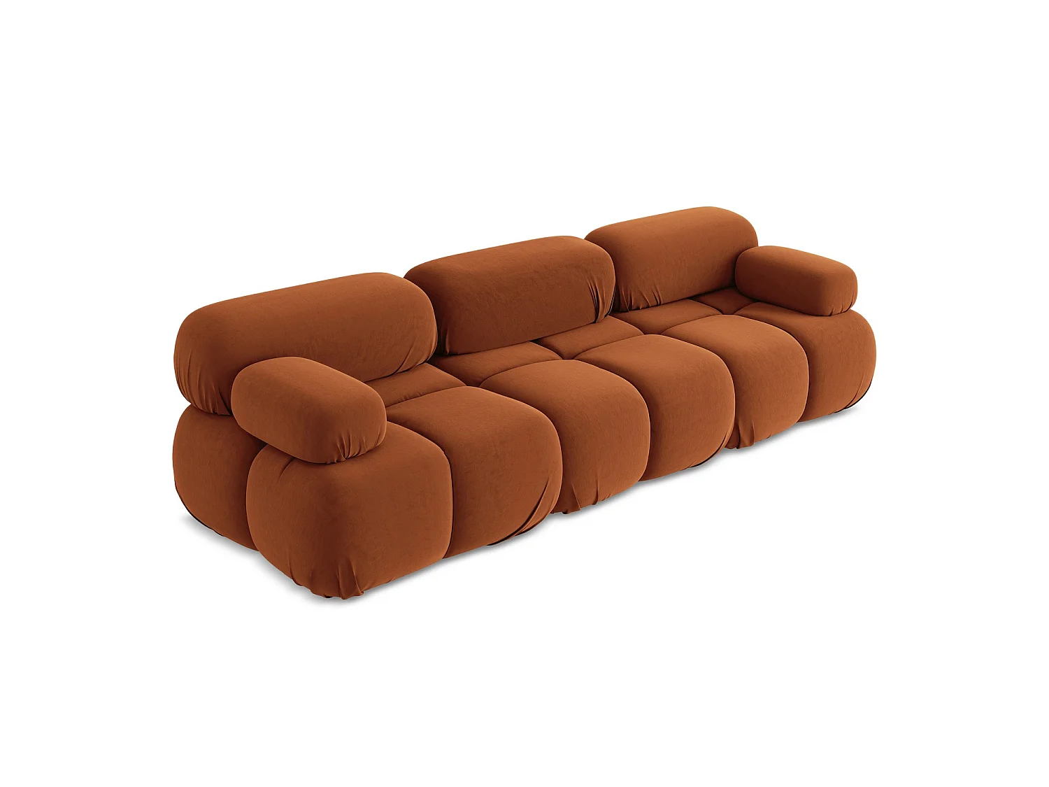 Modulares 3-Sitzer Sofa - - Samt - Terrakotta - SANREMO