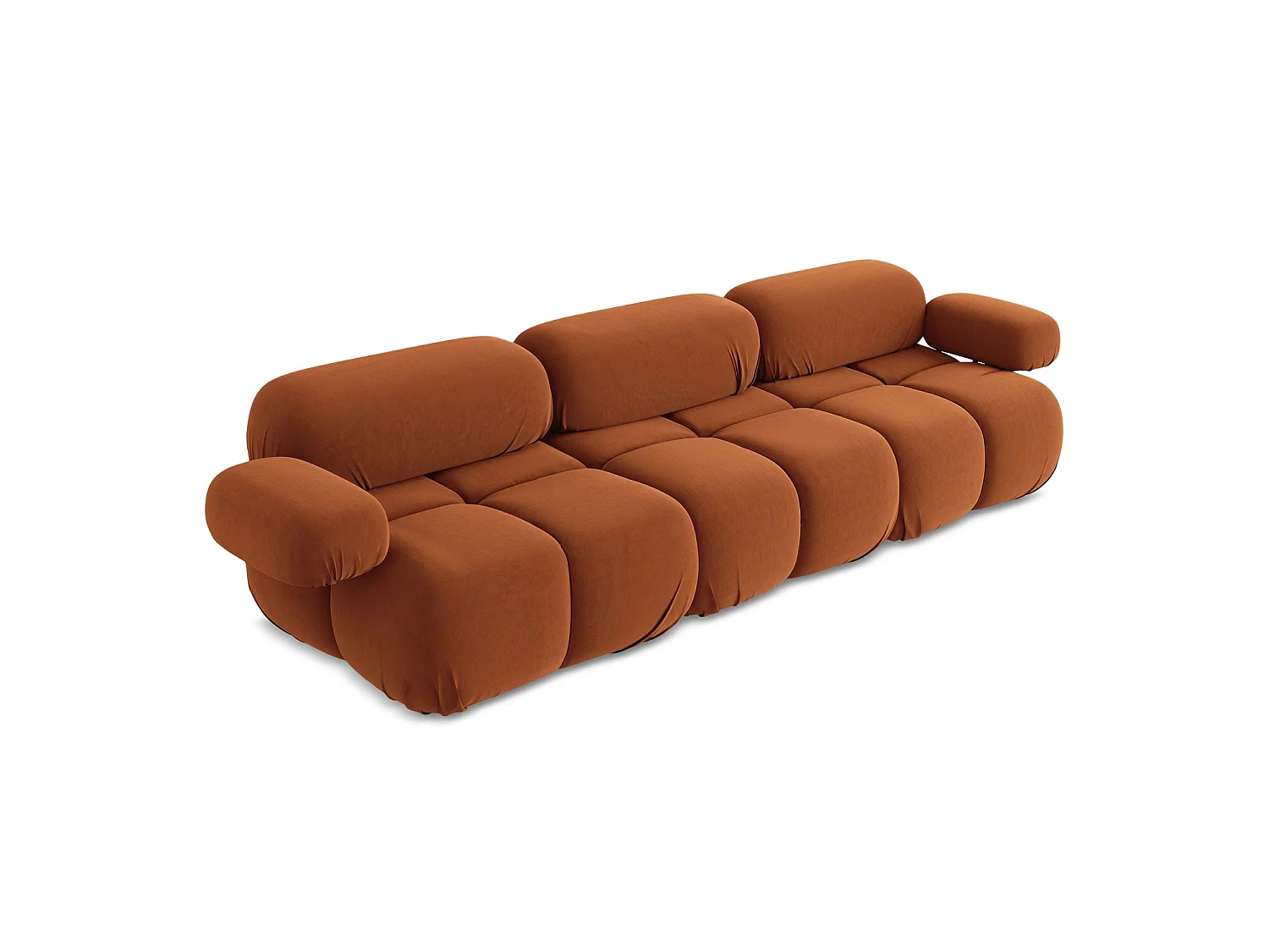 Modulares 3-Sitzer Sofa - - Samt - Terrakotta - SANREMO