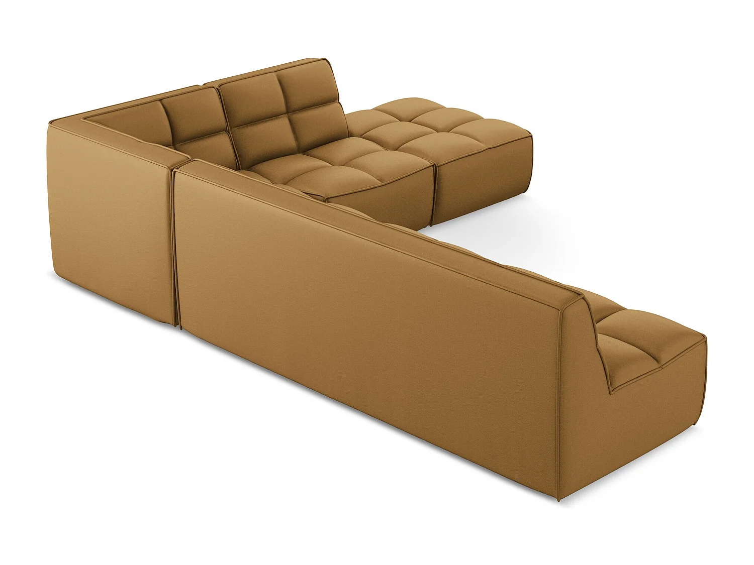 Modułowy narożnik uniwersalny - ze skóry syntetycznej - karmelowy - KALAI