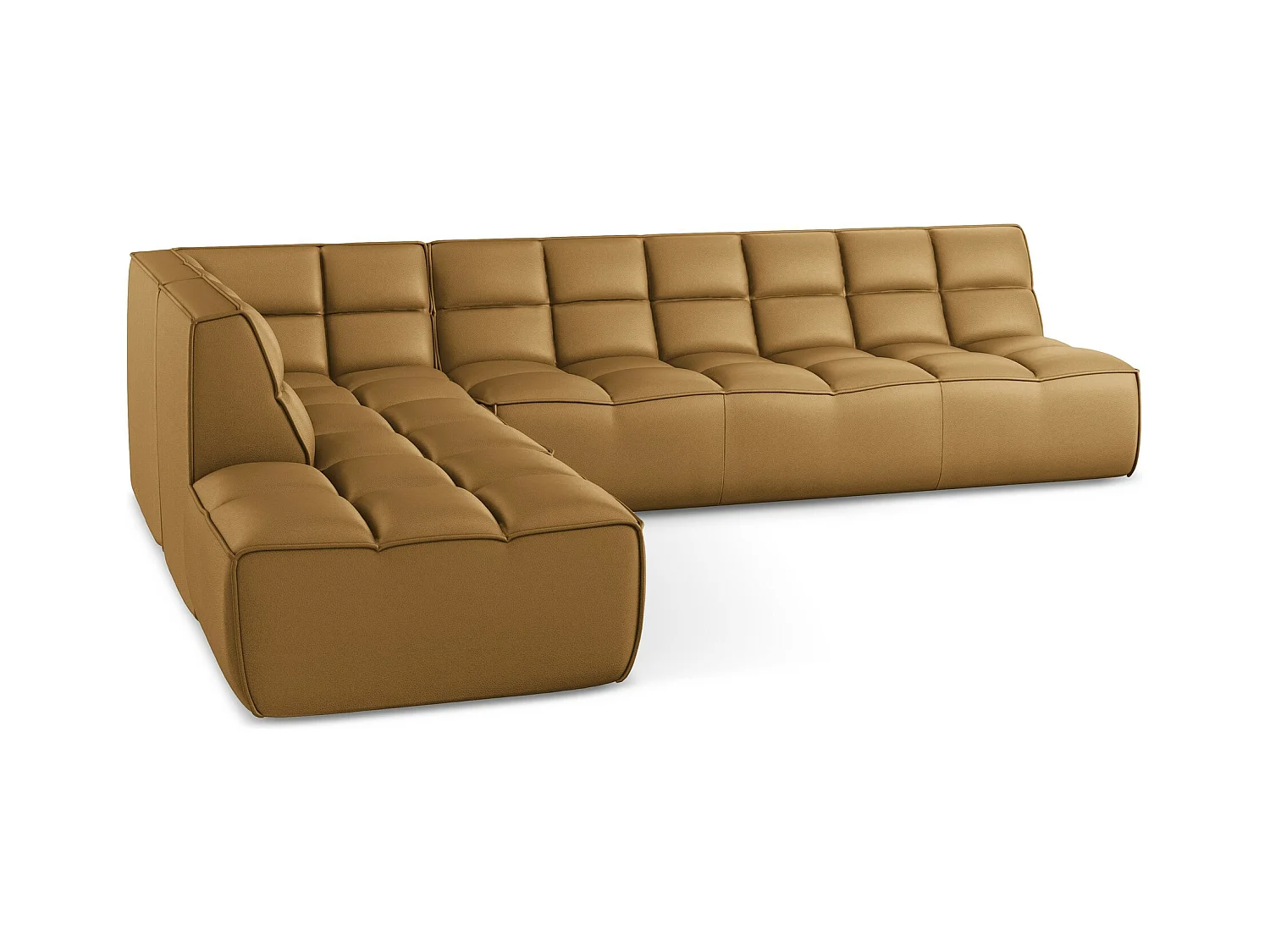 Modulaire hoekbank rechts van karmel kunstleer - KALAI