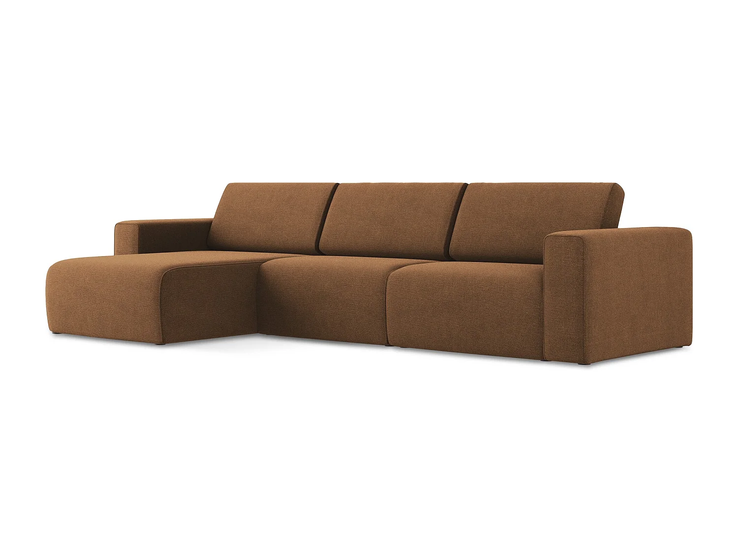 Modulaire hoekbank M links van terracotta textuurstof - KALEA