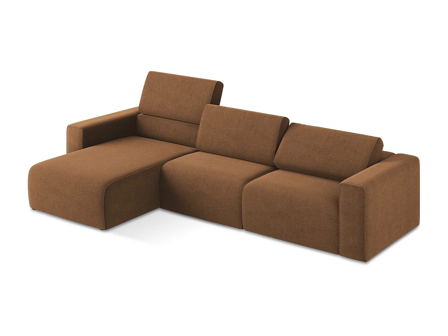 Modulaire hoekbank M links van terracotta textuurstof - KALEA