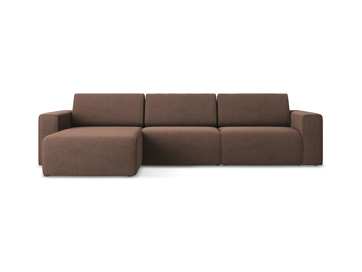 Modulaire hoekbank M links van poederroze textuurstof - KALEA