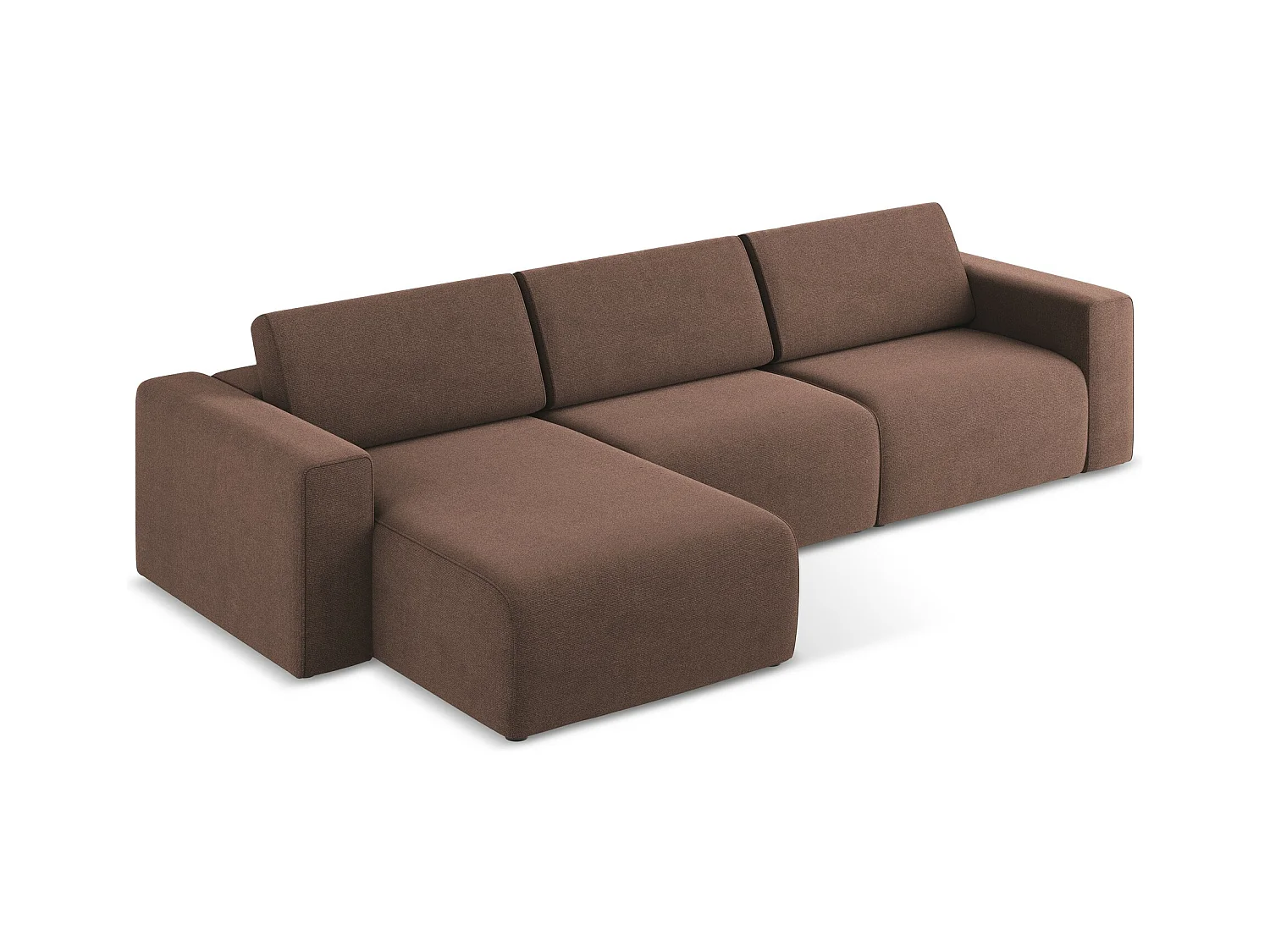 Modulaire hoekbank M links van poederroze textuurstof - KALEA