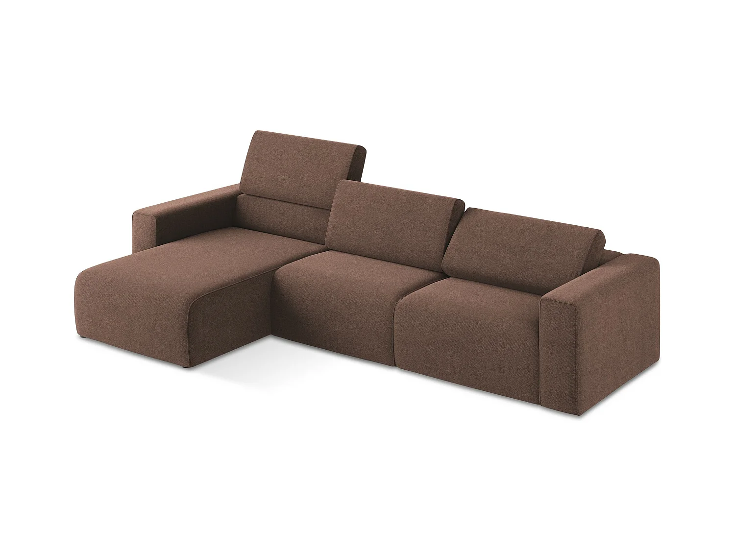 Modulaire hoekbank M links van poederroze textuurstof - KALEA