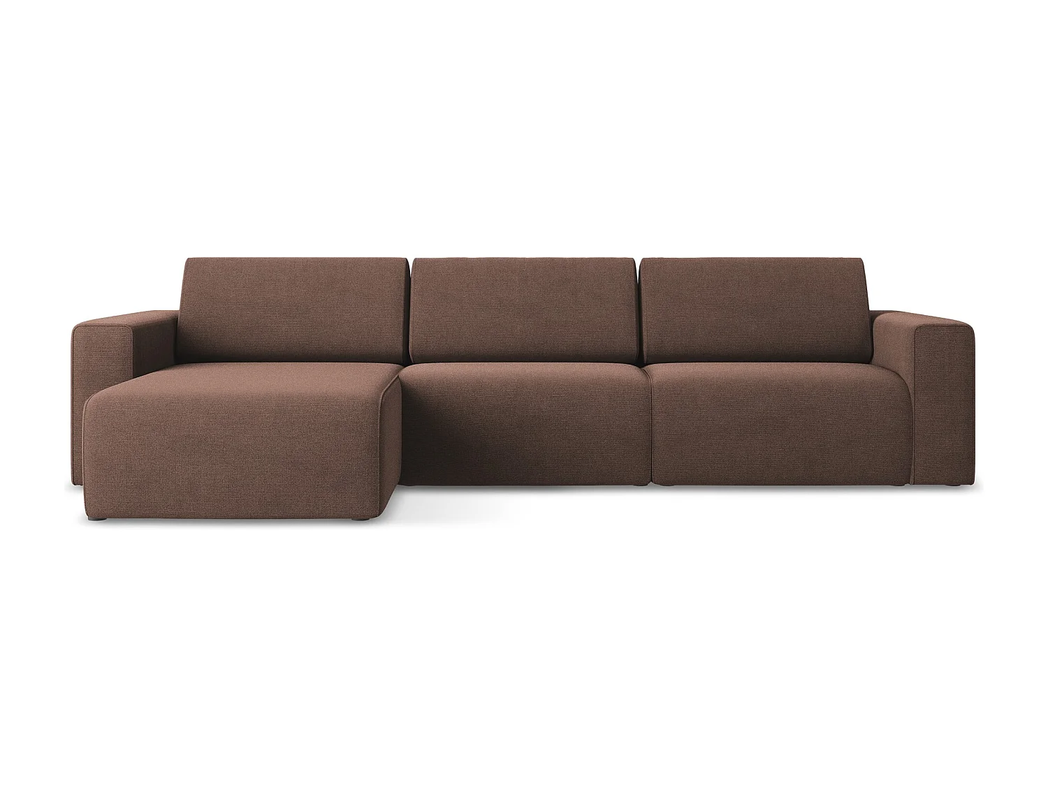 Modulaire hoekbank M links van poederroze textuurstof - KALEA