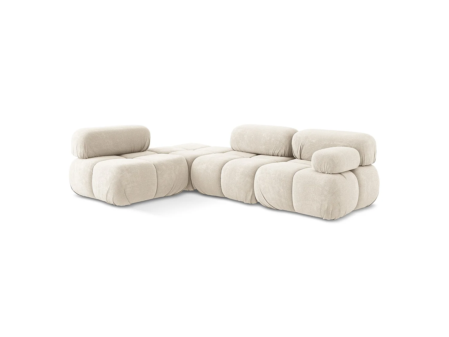 Modulaire hoekbank links van lichtbeige chenille stof - SANREMO