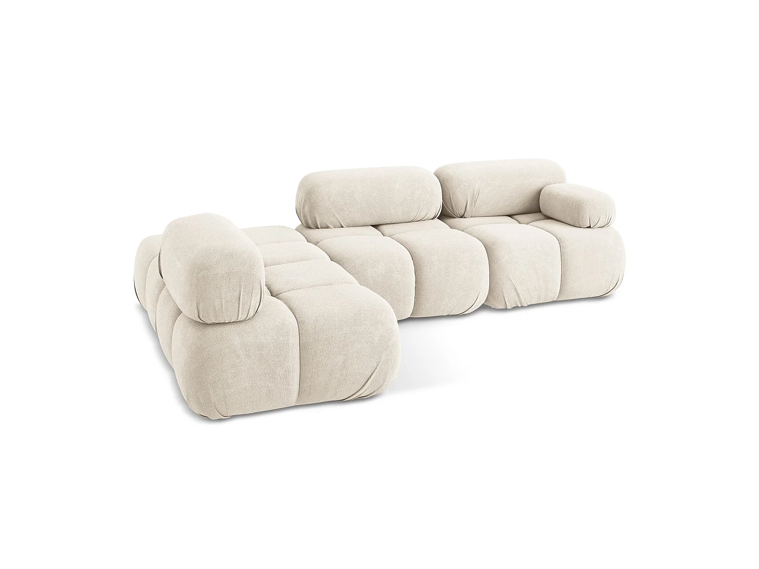 Modulaire hoekbank links van lichtbeige chenille stof - SANREMO