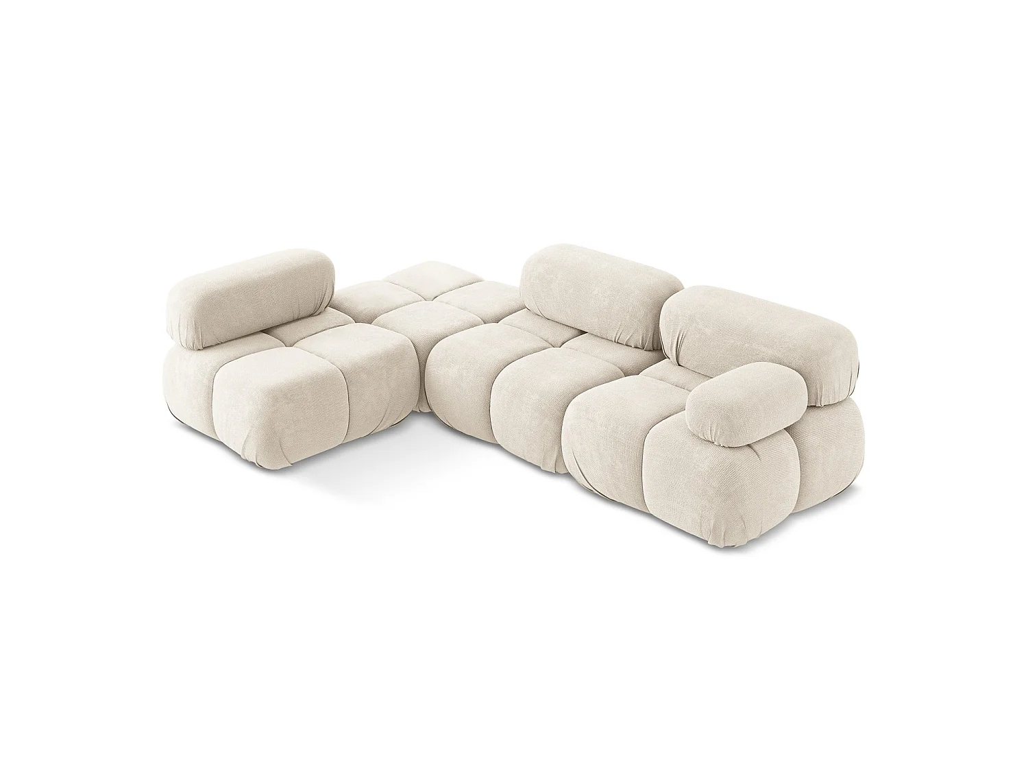 Modulaire hoekbank links van lichtbeige chenille stof - SANREMO