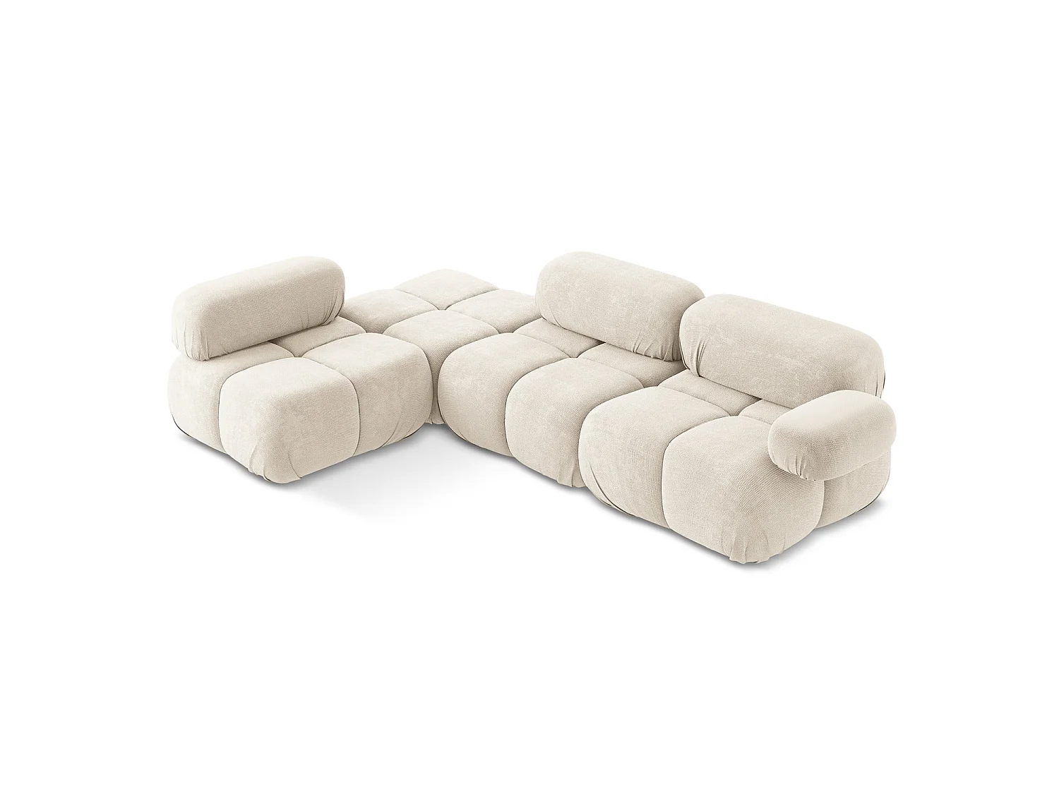 Modulaire hoekbank links van lichtbeige chenille stof - SANREMO