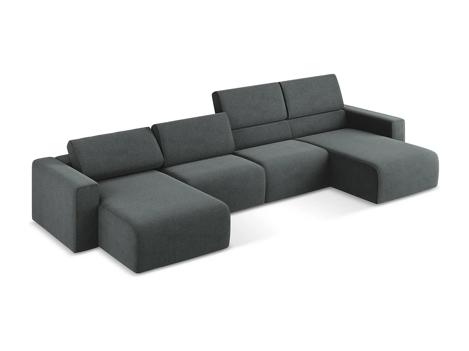 Modulares Wohnlandschaft - / - Strukturstoff - Grau - KALEA