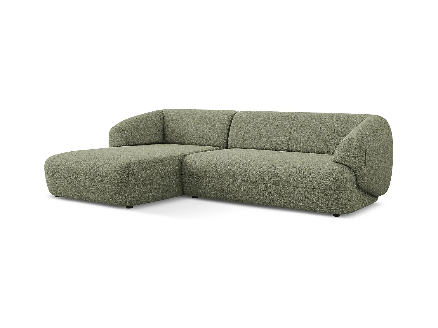 Canapé d'angle 3 places modulaire gauche en Strukturstoff - olive - MOANA