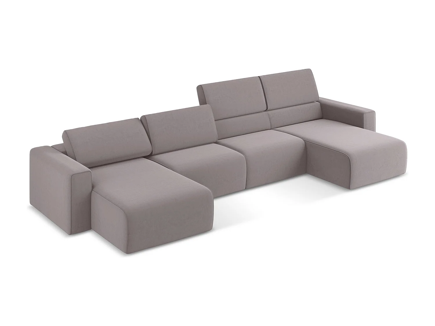 Modulaire panoramische bank van lavendel velours - KALEA