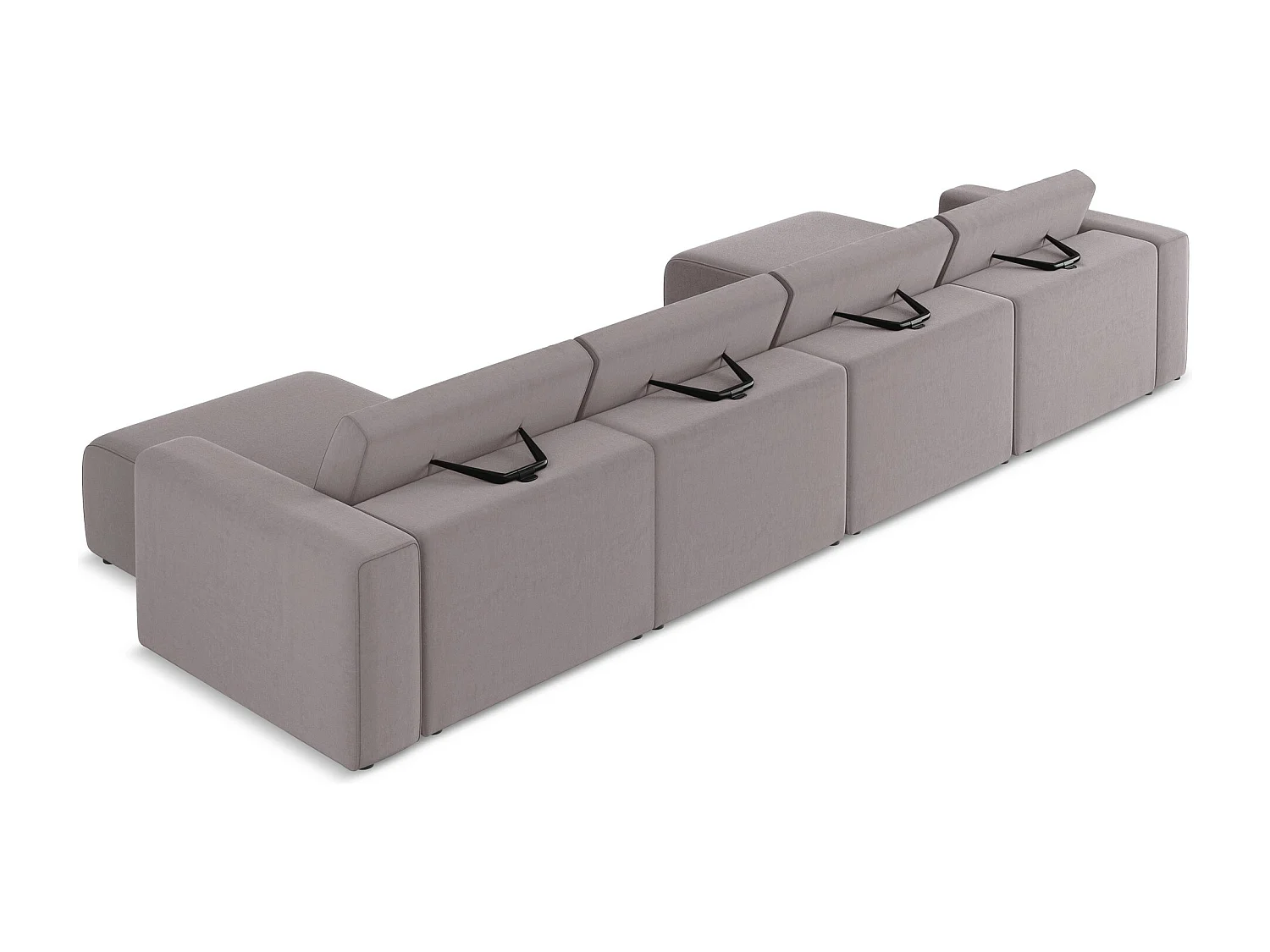 Modulaire panoramische bank van lavendel velours - KALEA