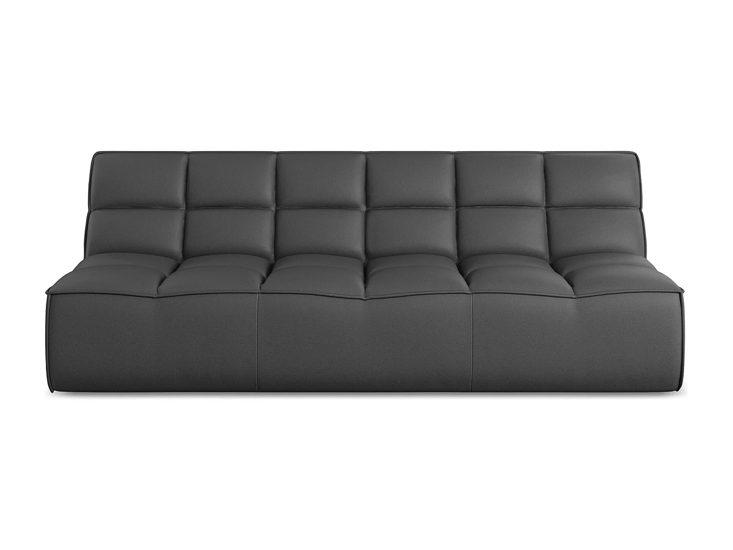 Sofá modular 3 lugares em couro sintético cinza - KALAI