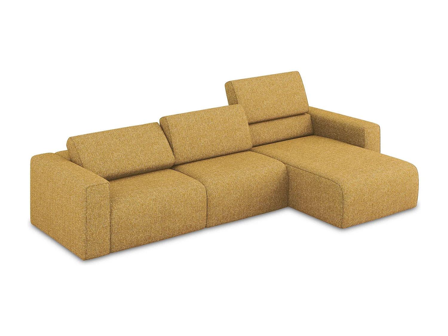 Canapé modulable d’angle M droit en Strukturstoff - moutarde - KALEA