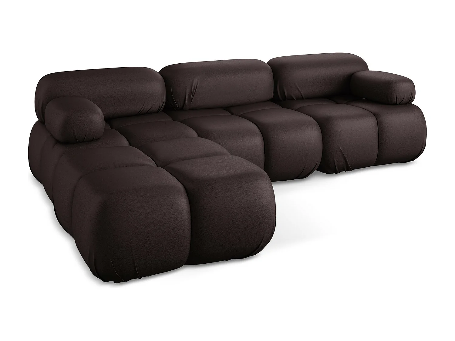 Modułowy narożnik uniwersalny - ze skóry syntetycznej - śliwkowy - LOKUA