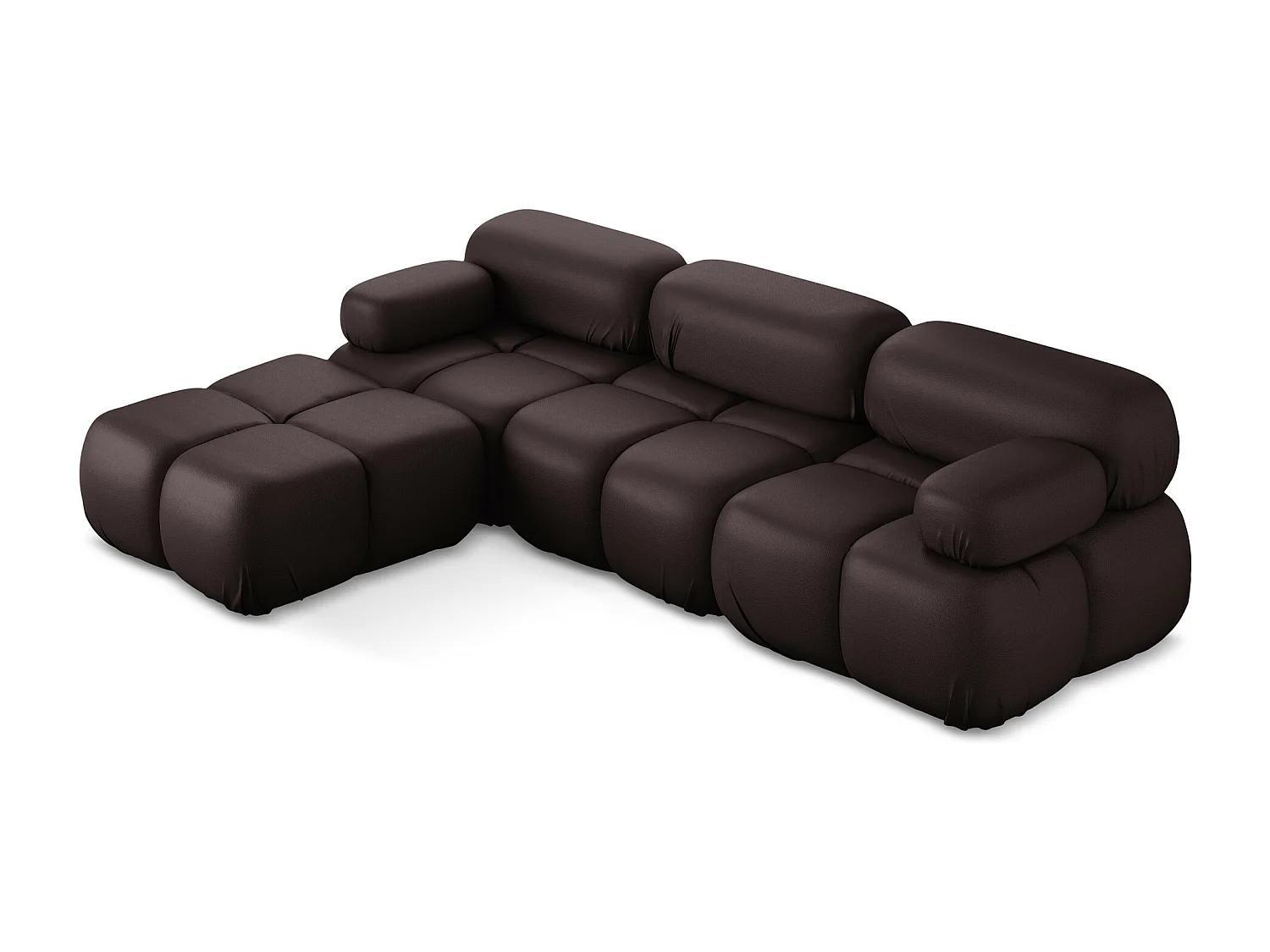 Modułowy narożnik uniwersalny - ze skóry syntetycznej - śliwkowy - LOKUA