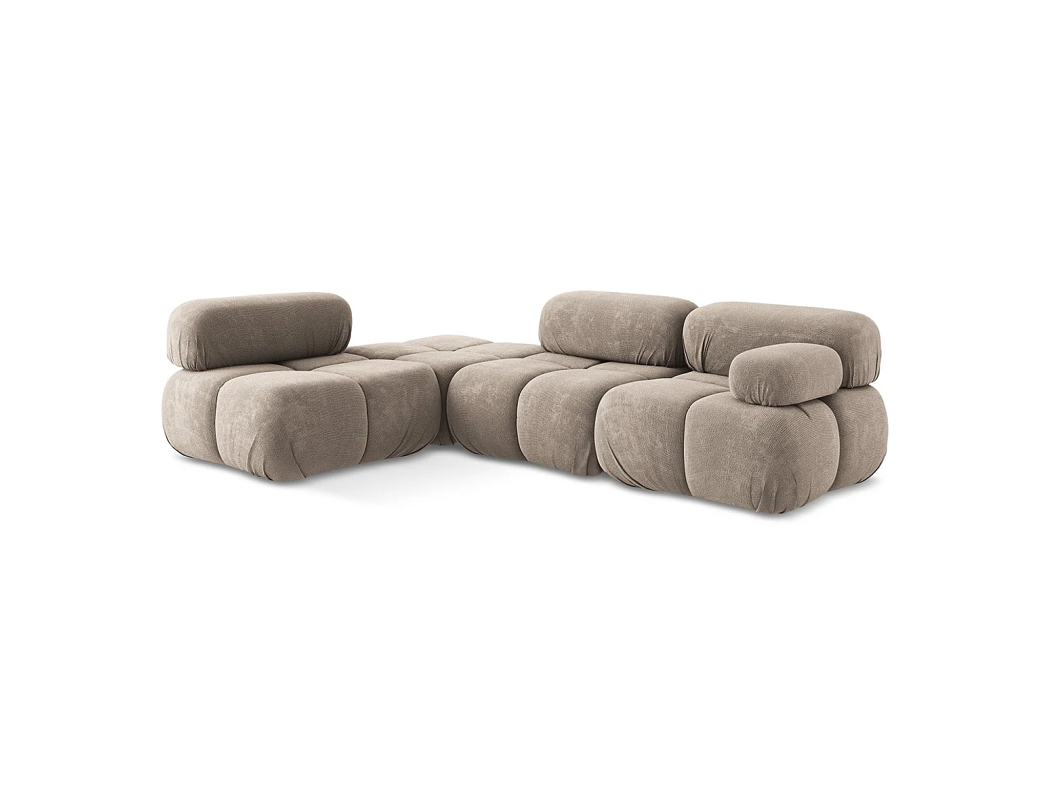 Modulaire hoekbank links van donkerbeige chenille stof - SANREMO