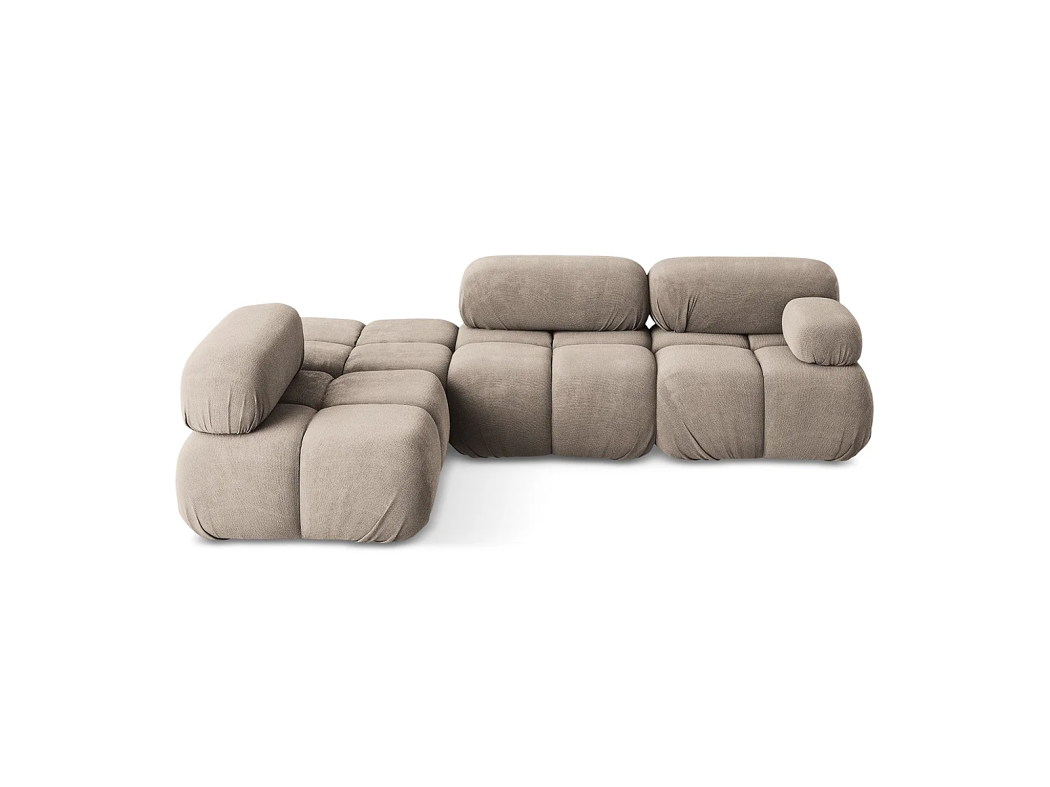 Modulaire hoekbank links van donkerbeige chenille stof - SANREMO