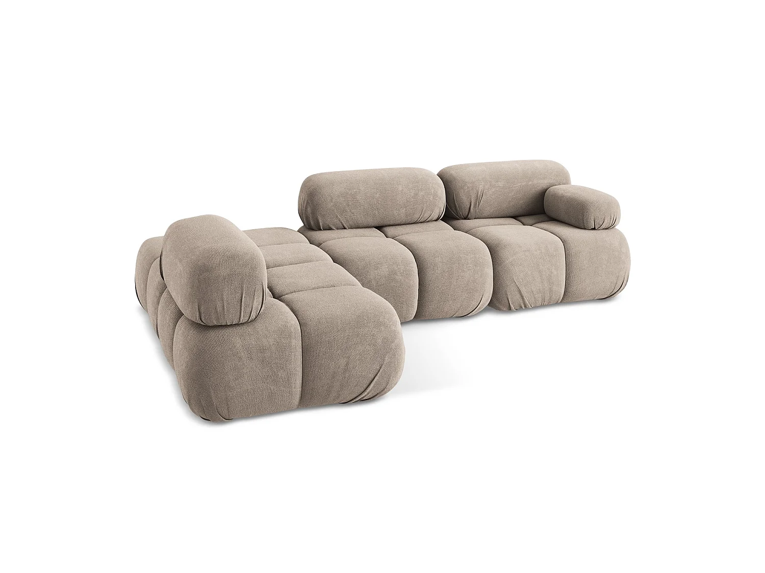 Modulaire hoekbank links van donkerbeige chenille stof - SANREMO