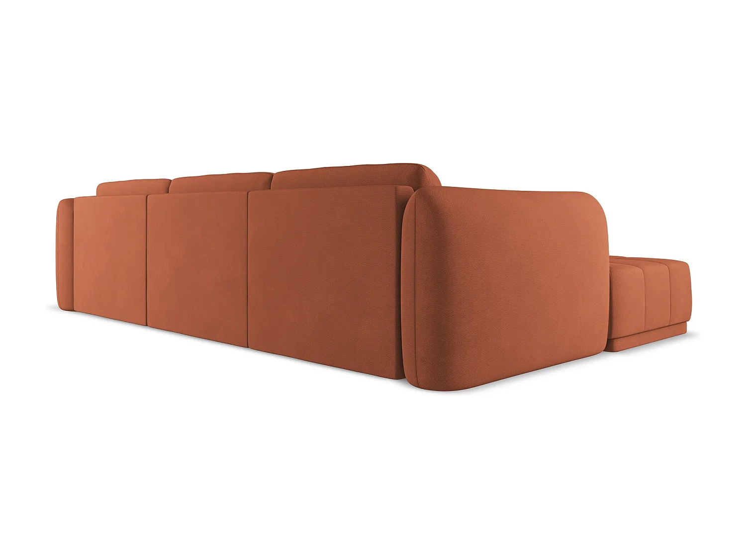 Hoekbank links van terracotta chenille stof - HOKU