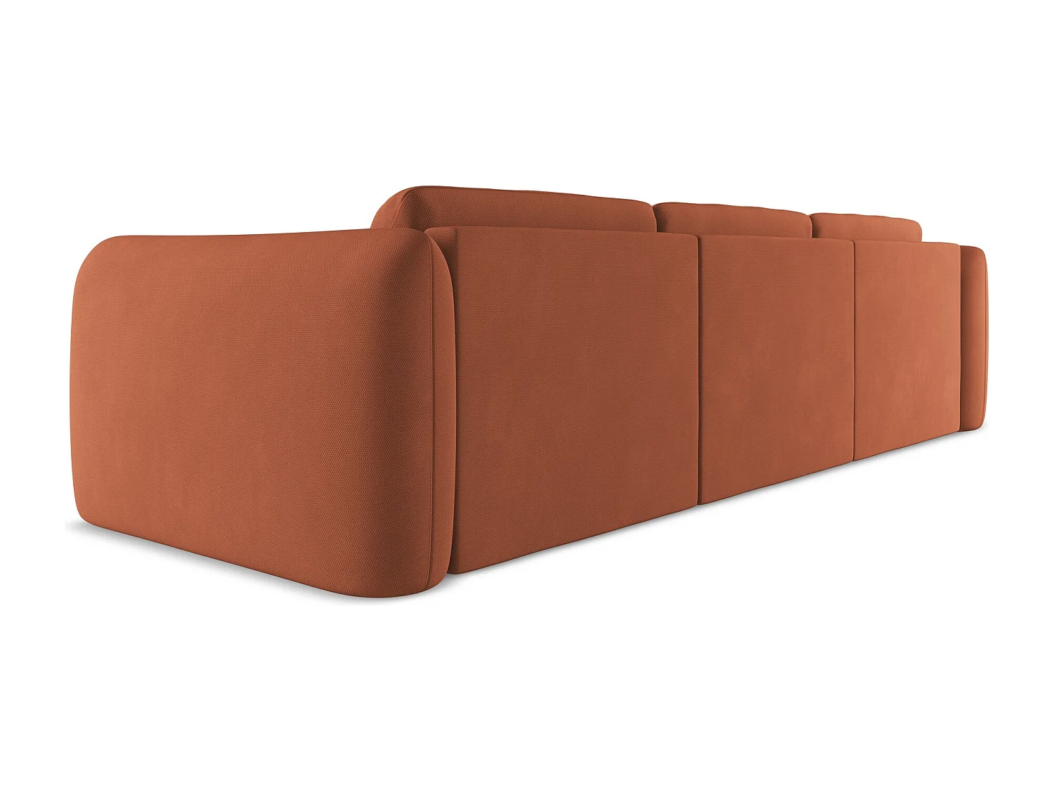 Hoekbank links van terracotta chenille stof - HOKU