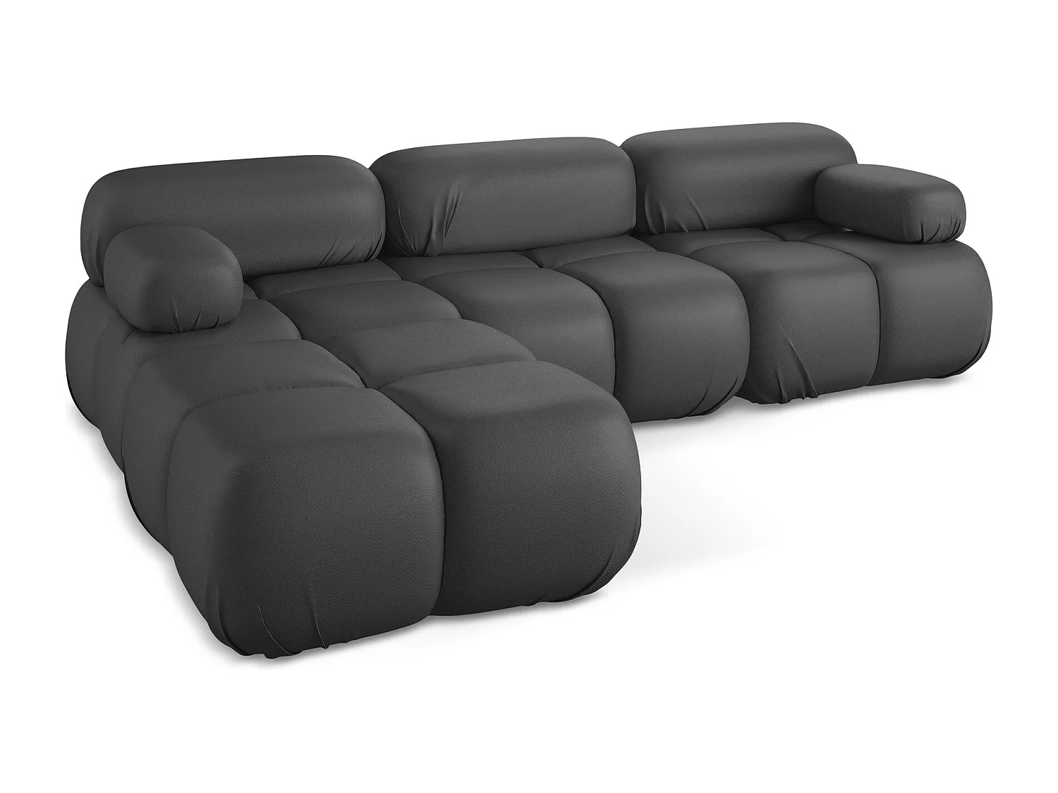 Modułowy narożnik uniwersalny - ze skóry syntetycznej - szary - LOKUA