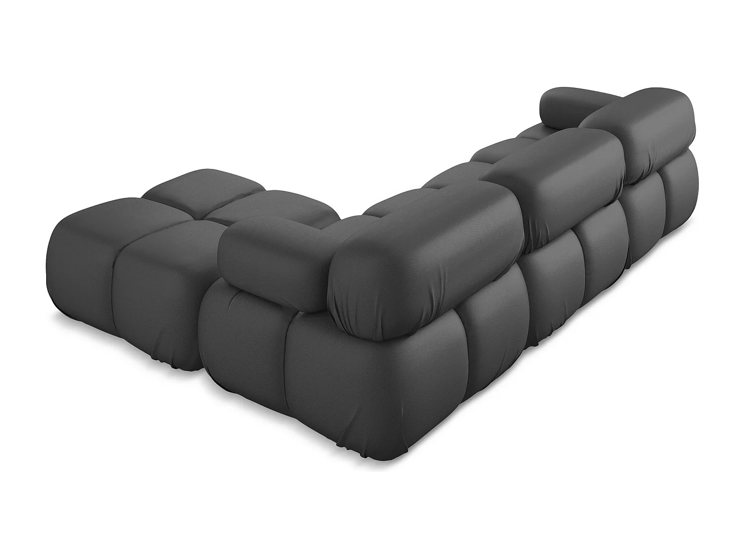 Modułowy narożnik uniwersalny - ze skóry syntetycznej - szary - LOKUA