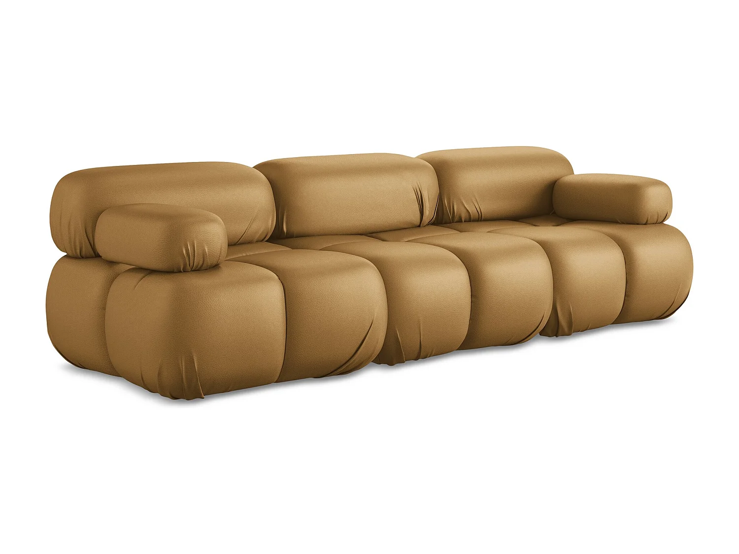 Sofá modular 3 lugares em couro sintético carmelo - LOKUA