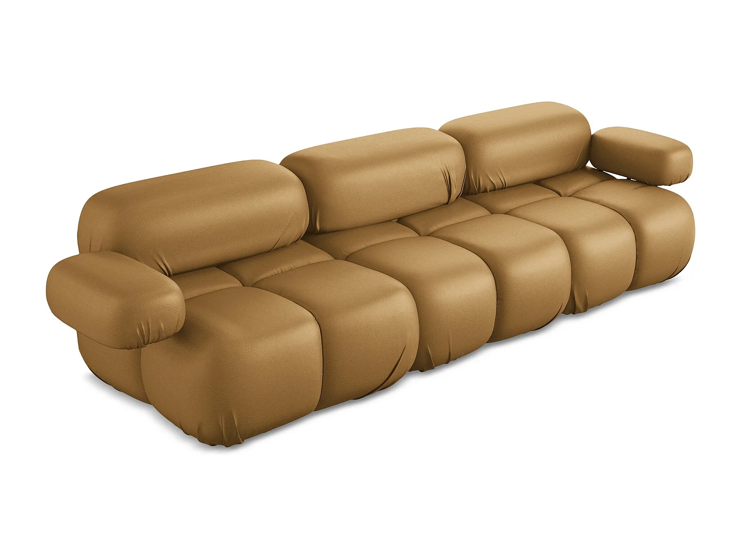 Sofá modular 3 lugares em couro sintético carmelo - LOKUA