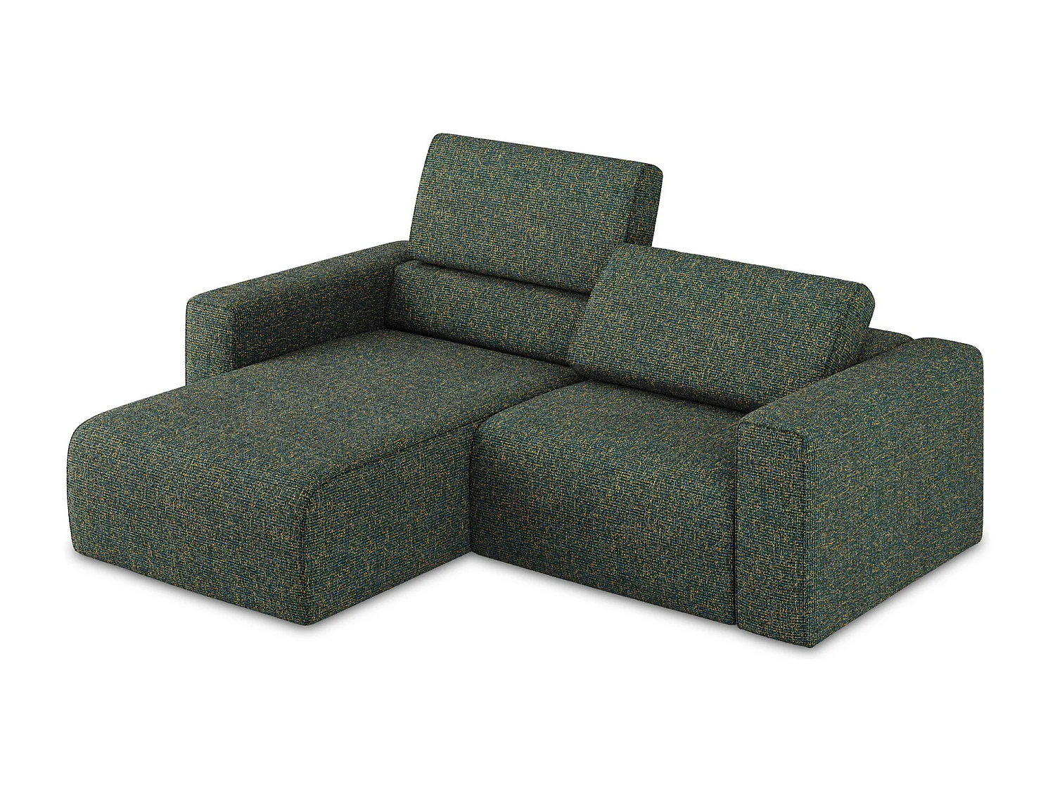 Canapé modulable d’angle S gauche en Strukturstoff - vert - KALEA