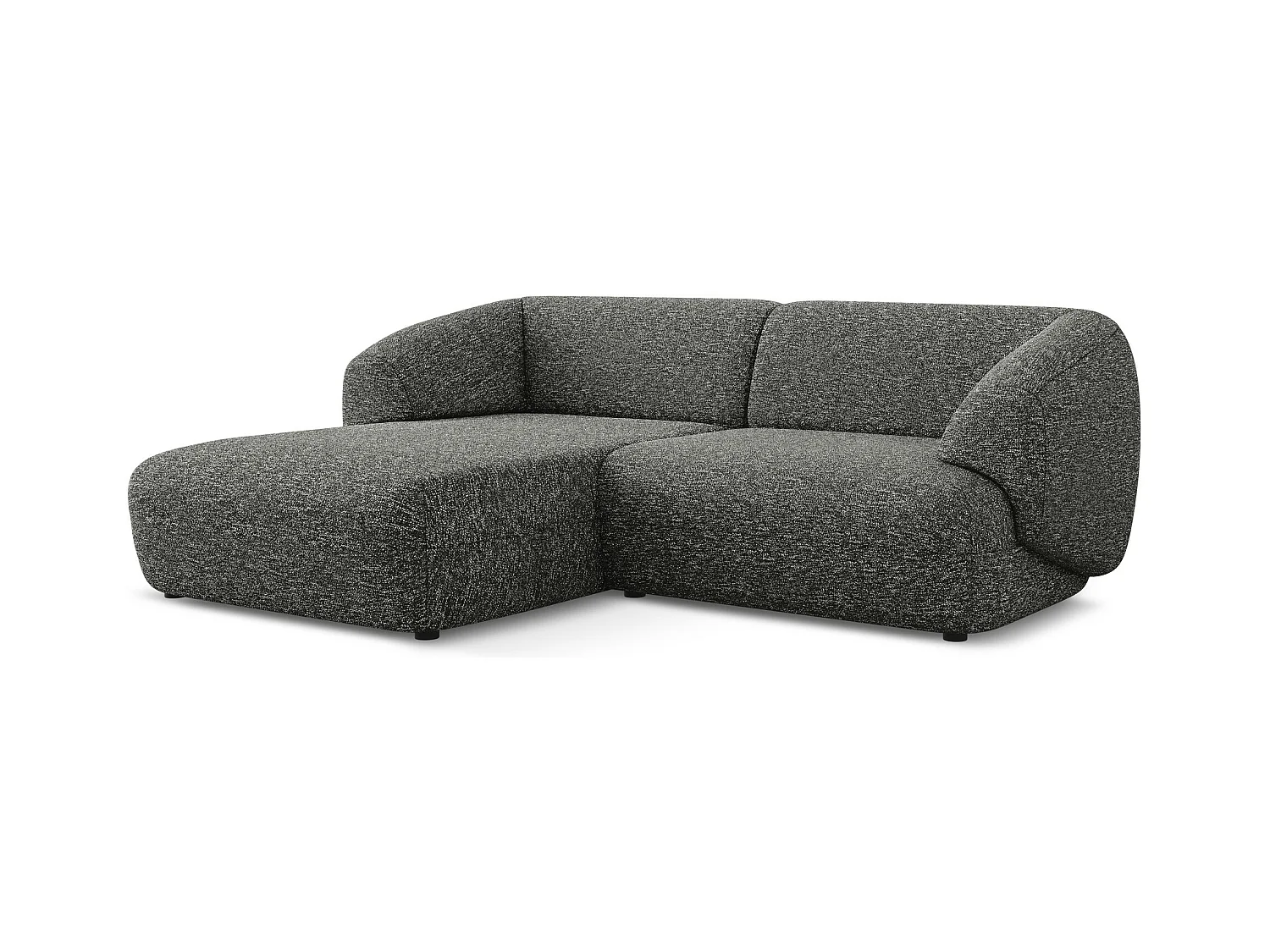 Canapé d'angle 2,5 places modulaire gauche en Strukturstoff - gris foncé - MOANA