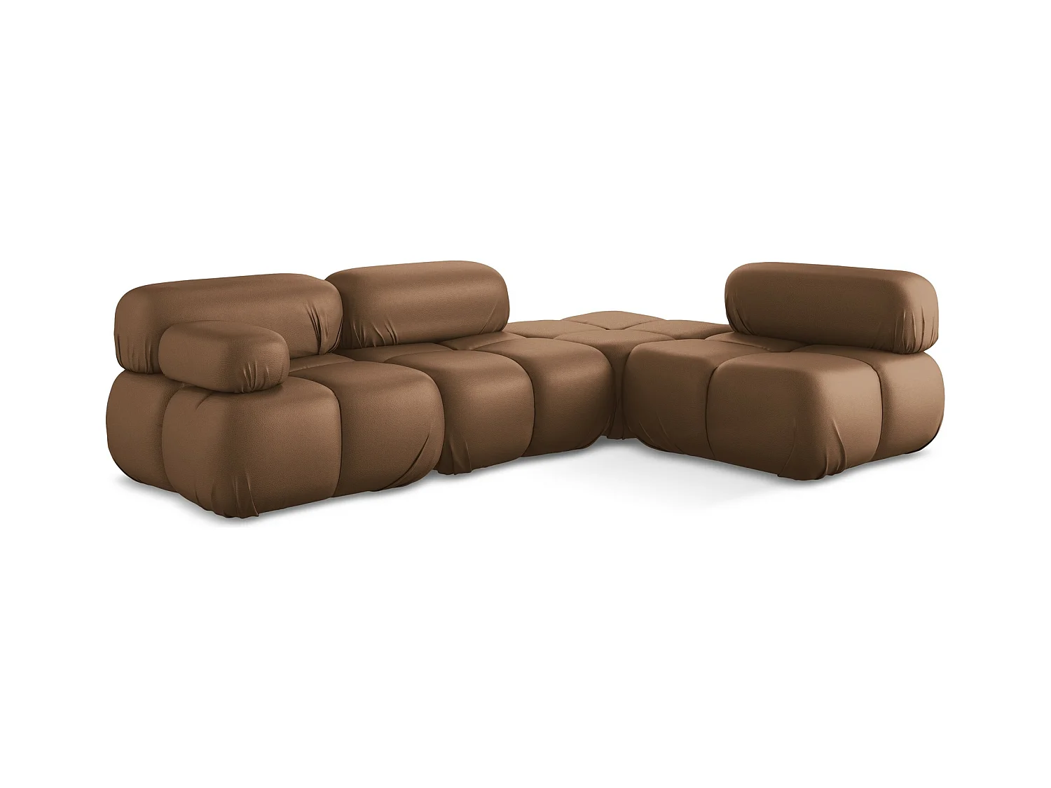 Canapé d'angle modulaire droit en Cuir artificiel - chocolat - LOKUA