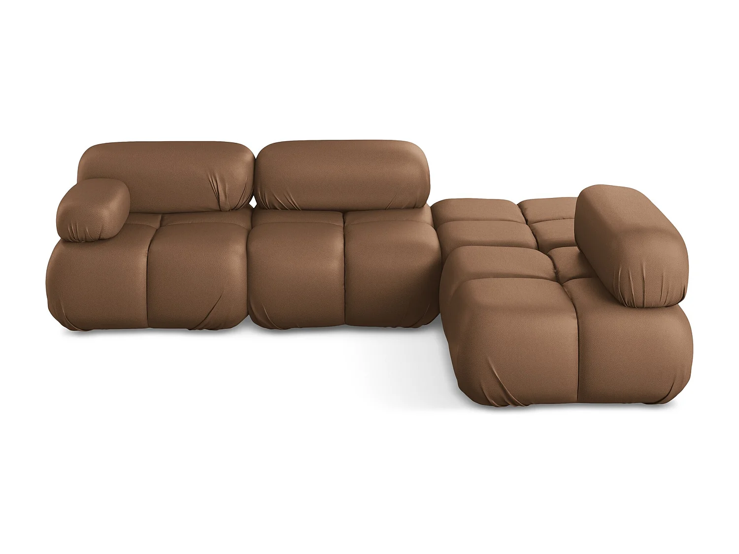 Narożnik prawostronny - ze skóry syntetycznej - czekoladowy - LOKUA