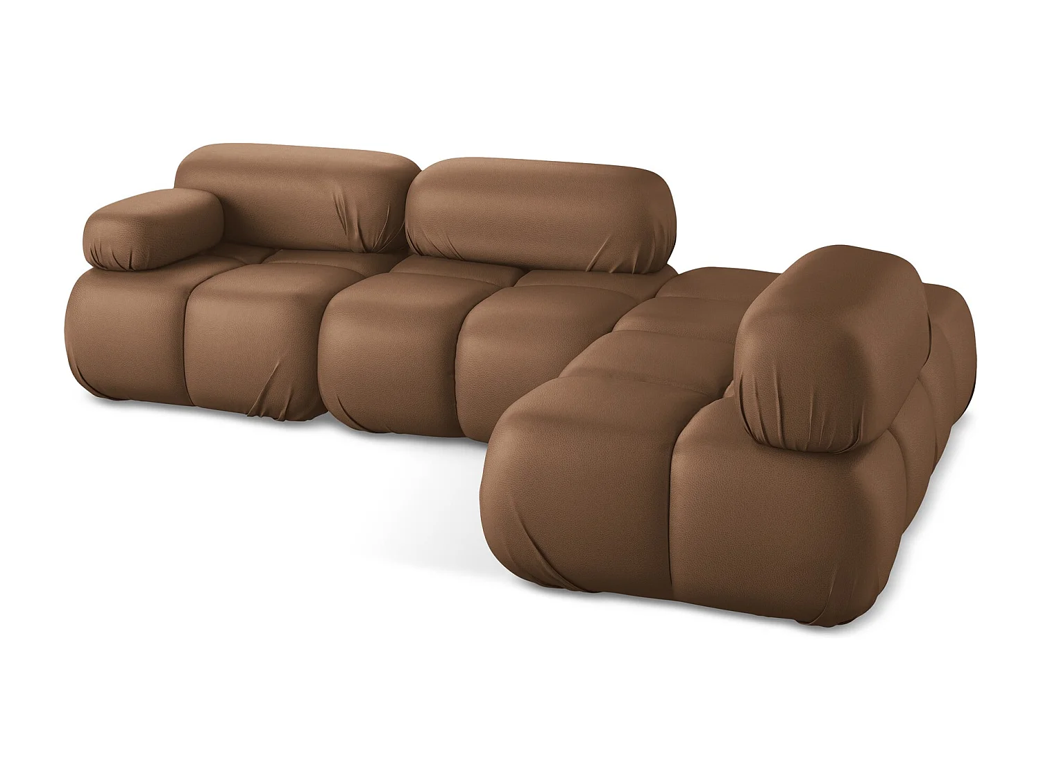 Narożnik prawostronny - ze skóry syntetycznej - czekoladowy - LOKUA