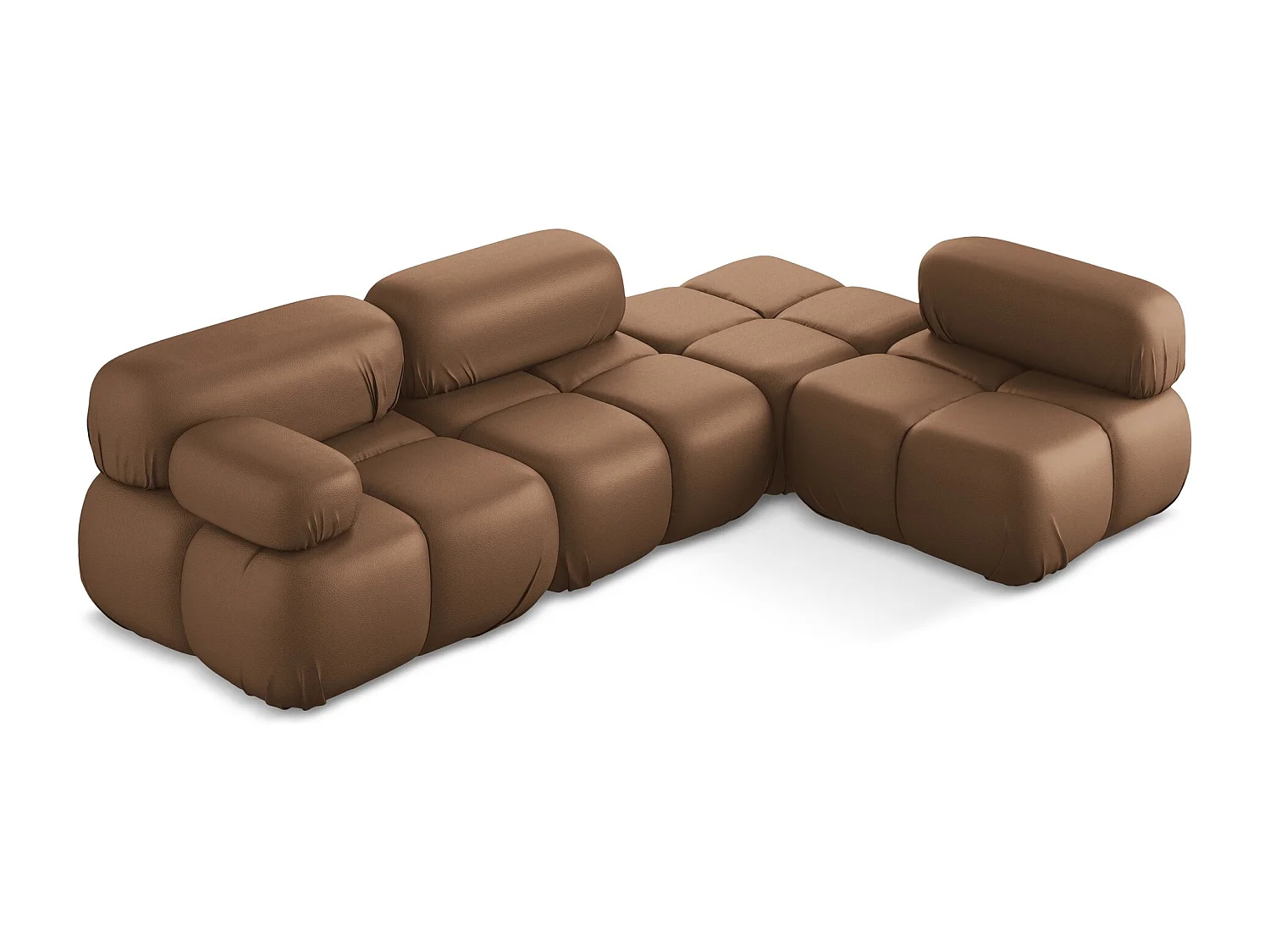 Narożnik prawostronny - ze skóry syntetycznej - czekoladowy - LOKUA