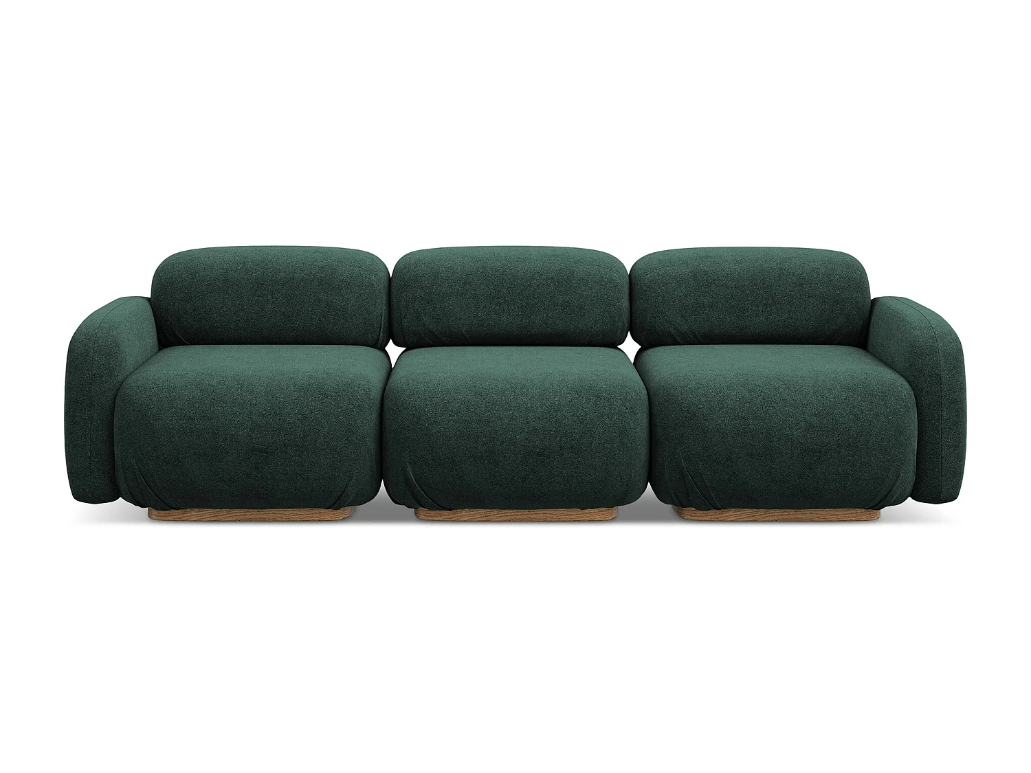 Vierzits modulaire bank van flessengroen bouclé - AILANI