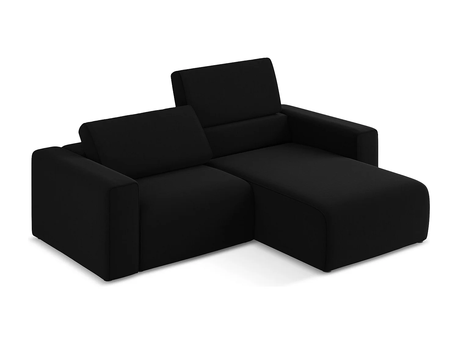 3-Sitzer Modulares Ecksofa - Ecke Rechts - Samt - Schwarz - KALEA
