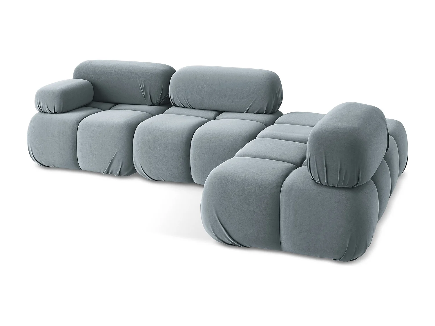 3-Sitzer Modulares Ecksofa - Ecke Rechts - Samt - Hellblau - LOKUA