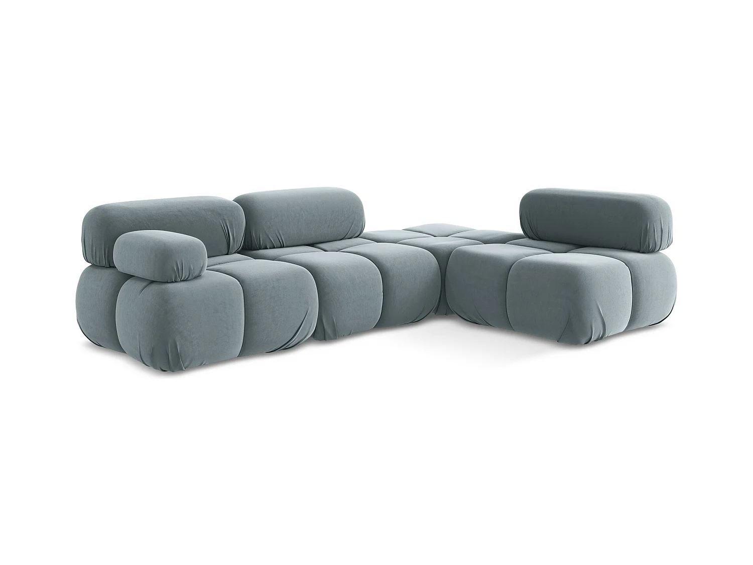 Canapé d'angle modulaire droit en Samt - bleu clair - LOKUA