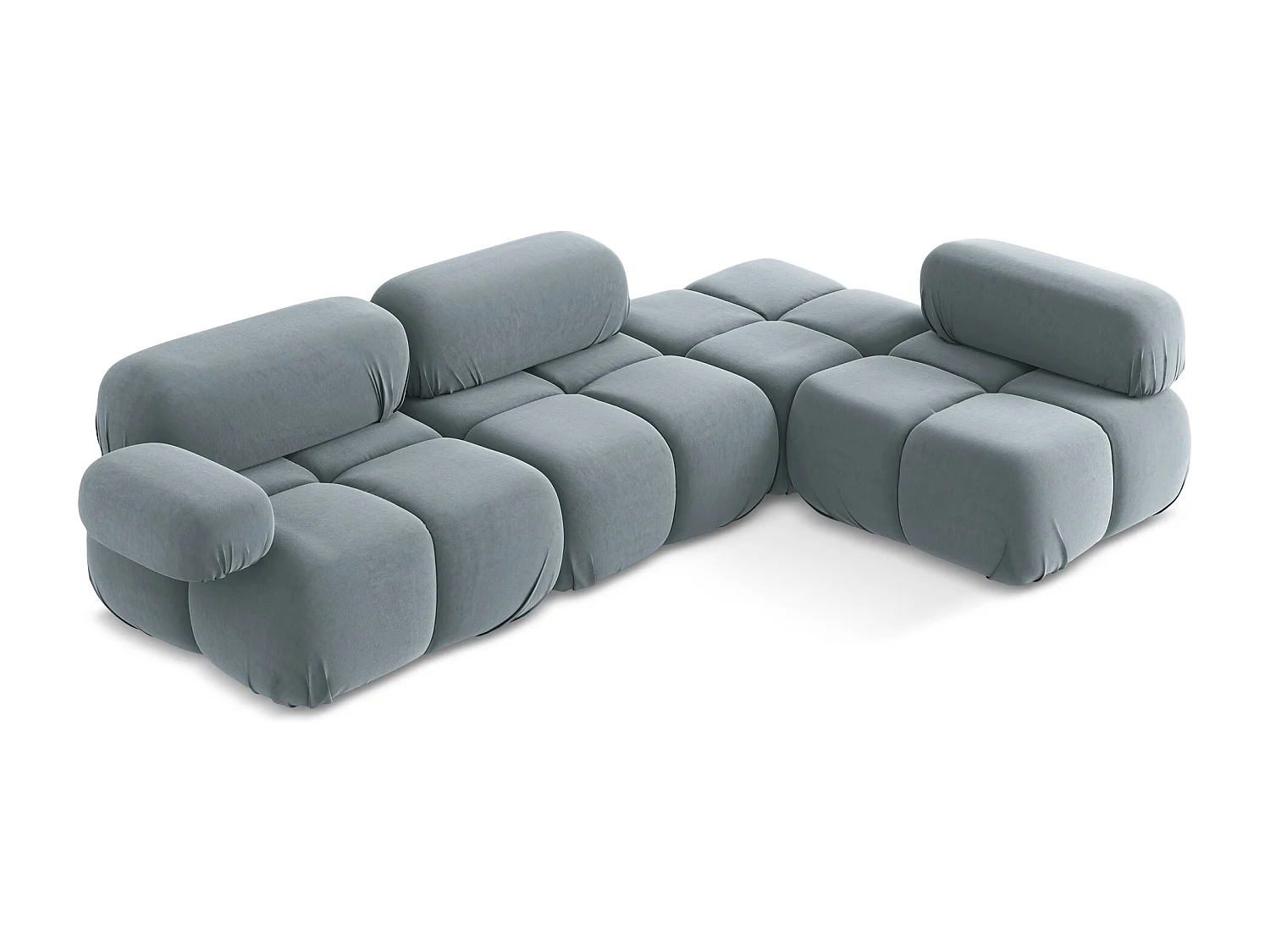 Canapé d'angle modulaire droit en Samt - bleu clair - LOKUA