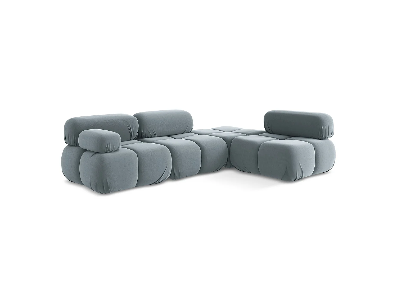 3-Sitzer Modulares Ecksofa - Ecke Rechts - Samt - Hellblau - SANREMO